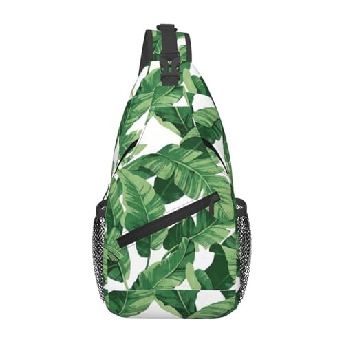 Cute Green Palm Leaves Stylish Men'S Messenger Bag - Durable Polyester, Huge Capacity & Adjustable Strap