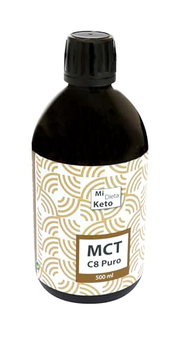 Aceite MCT Puro de Coco de Origen Sostenible - Alta Concentración de C8-500ml - Cocina y Dieta Keto - Fuente de Energía para Cuerpo y Cerebro - Para Entrar/Mantener Estado de Cetosis - 100% Natural