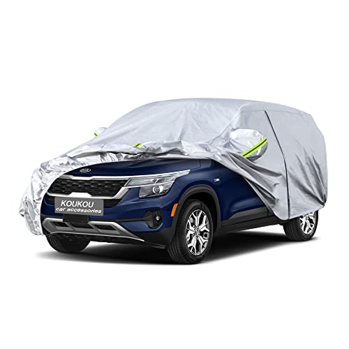 Image of Koukou 6 Layers Car Cover Custom Fit Kia Seltos from 2019 to 2025, Waterproof All Weather for Automobiles, Sun Rain Dust Snow Protection. (Ships from US Warehouse, Arrive Within 3-7 Days)