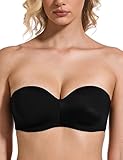 Wingslove Women's Strapless Bra Minimizer Bandeau Seamless Multiway Bras Unlined Underwire Support (Black,34C)
