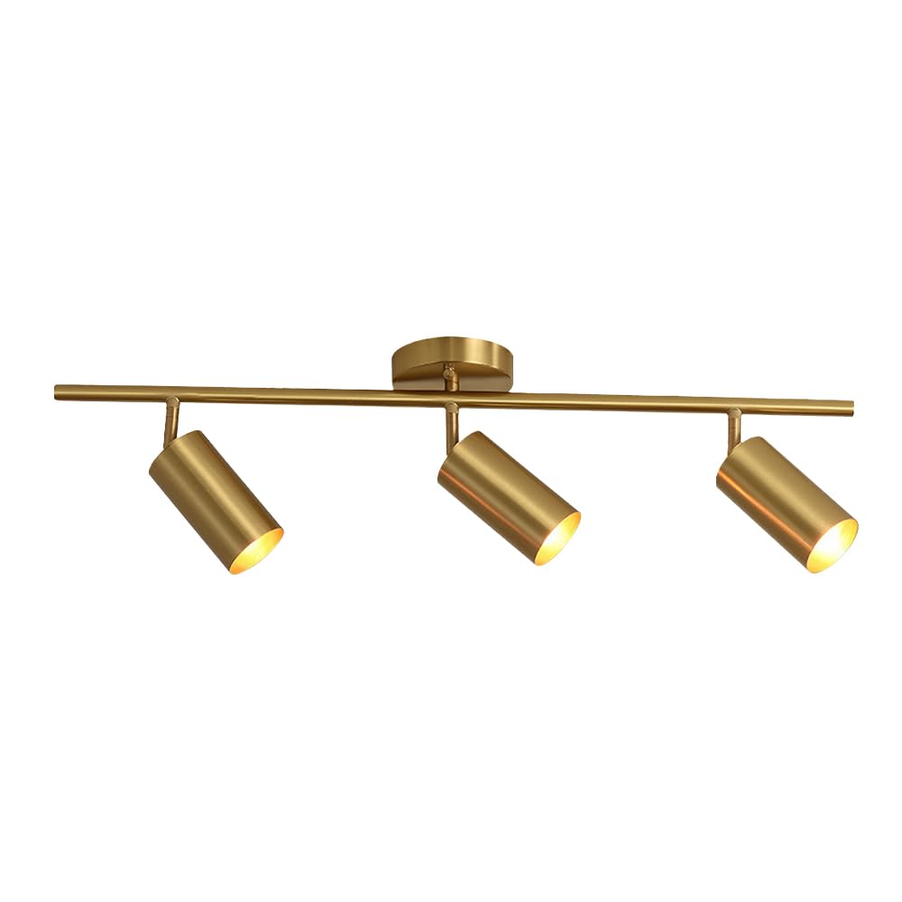 BHGFYXBS Gold Ceiling Spotlight Fixed Track Lighting Kit Adjustable Ceiling Spot Light Gu10 Directional Spotlights Accent Lamps For Kitchen Living Room Bedroom Vanity Mirror Light,3light