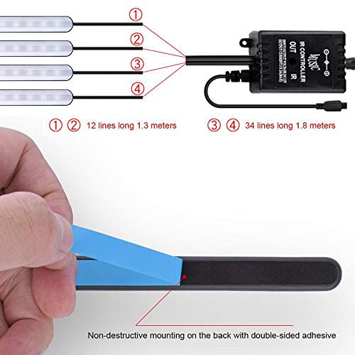 Zwbfu Carro RGB LED Faixa de luz Atmosfera Pé Luzes ambiente Controlador APP Interior do carro Luzes