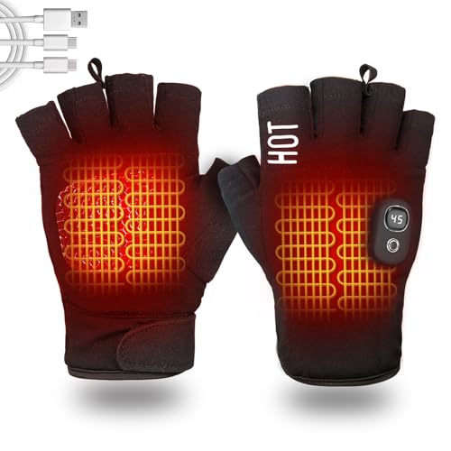 Electric Heated Fingerless Gloves for Winter
