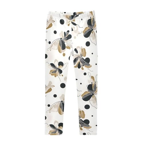 Abstract Butterfly Dots Girls Leggings Ultra Soft Compression Yoga Gym Pants for Kids 4-10T