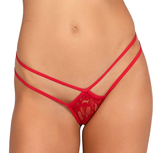 Yandy Sexy Sheer Lace Low Waist Thong, With Double Strappy Sides - Red Xl #TOP13