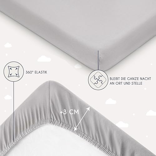 Dreamzie - Spannbettlaken - 2er Set - 70x140cm - 100% Baumwolle Jersey – Ansicht 4