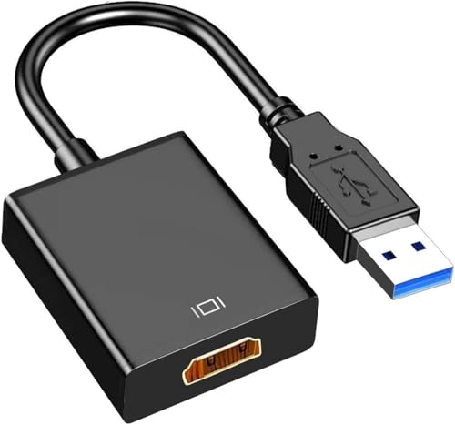 USB to HDMI Adapter, USB 3.0/2.0 to HDMI Cable Multi-Display Video Converter- PC Laptop Windows 7 8 10,Desktop, Laptop, PC, Monitor, Projector, HDTV.[Not Support Chromebook] Black