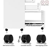 Panana Wooden 3 Drawers Filing Cabinets, Mobile File Cabinet Under Desk Drawers on Casters Rolling Office Cabinet for Home Office Furniture (White) - Image 5