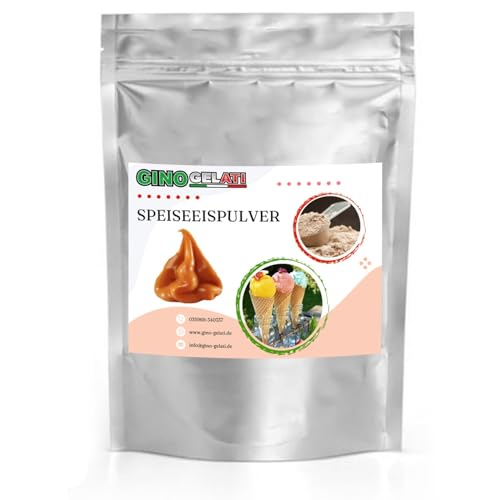 Gino Gelati Karamell Eis Speiseeis Pulver, verschiedene Sorten, Softeispulver, Natürliche Farbstoffe, Softeis selbst machen, einfache Zubereitung, Made in Germany (10 Kg, Karamell)