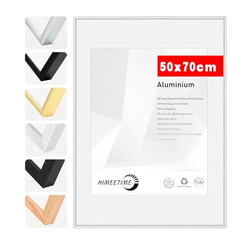 HIMEETIME® 1x Bilderrahmen 50x70 cm Silber Metall Rahmen | Dokumentenrahmen 50x70 cm,Metallrahmen Alu-Bilderrahmen Poster Aluminium | Picture Frame 50x70 Fotorahmen