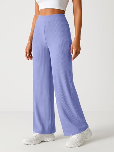 Image of Pinkmint Women's Poly Lycra Trouser, High Waist Flared Korean Trousers, Trendy Casual Wear for Daily & Travel Use (Available in Plus Size)