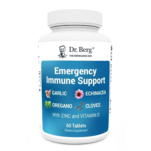 Dr. Berg Emergency Immune Support w/Echinacea – Potent Blend of Herbal Extracts (Warning: Strong Herbal Smells) – Immune Support Supplement Includes 2,000 IUs of Vitamin D & 10mg of Zinc – 60 Tablets