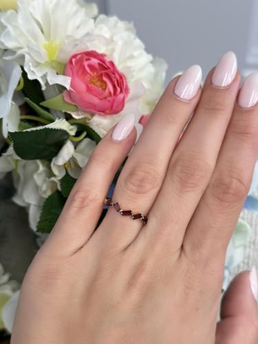 Baguette Cut Brown Smoky Quartz or Red Garnet Zig Zag Band Ring for Women in 14k Rose Gold Choice of Gem Promise Anniversary Ring Size 4 to 10.5 by LeVian2