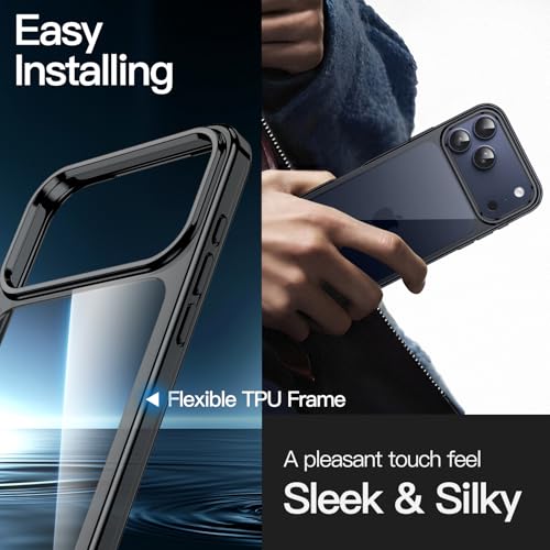 Image of JETech Case for iPhone 17 Pro 6.3-Inch, Non-Yellowing Shockproof Phone Bumper Cover, Anti-Scratch Clear Back (Black)