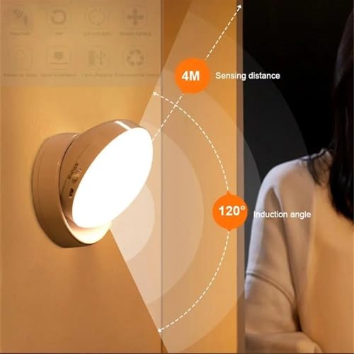 Applique murale rechargeable PIR 360° sans fil blanche - 3