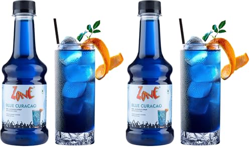 Image of Zone Blue Curacao Syrup 300ml | Tropical Citrus Flavour for Mocktails, Cocktails, Lemonades & Sodas | Bar Syrup, Alcohol Free, More Servings | Premium Cafe Style Taste for HoReCa & Home Use | 12+ Flavours