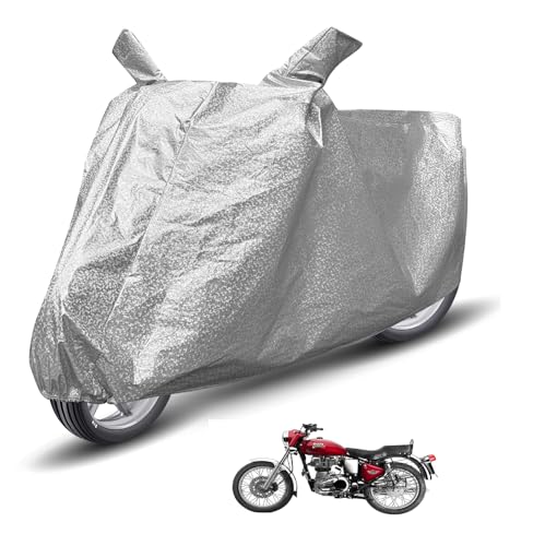 Image of Auto Hub Waterproof Bike Cover Compatible with RE Electra Twin Spark Dustproof, UV Protection Two Wheeler Bike Twin Spark Cover - Metallic Silver