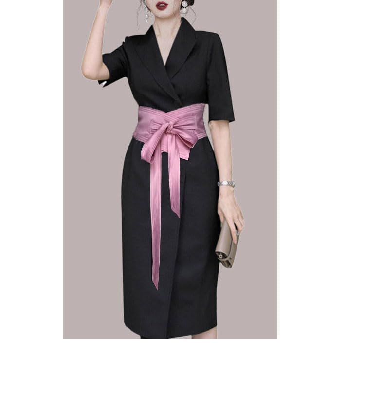 Belt for lady lace up Wide Waist cover tie Women's Tie Front Waist Corset satin black waist belt For Dress4