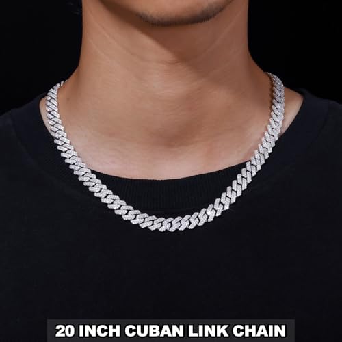 Image of Ucciyo 20MM Cuban Link Chain for Men Iced Out Miami Cuban Necklace 18k Gold Plated 5A+ Zicron 10MM /12MM /14MM /20MM Iced Out Chain Gold /Silver Bling Luxury Hip Hop Jewelry For Women Men