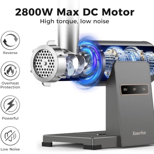 Image of Electric Meat Grinder for Home Use, 2800W Peak Power, Heavy Duty Metal Body with Auto-Reverse, 2 Blades & 3 Grinding Plates, Sausage Stuffer & Kibbeh Kit, Easy Clean