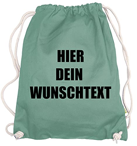 Ma2ca® Gymsac Turnbeutel/Jutebeutel Rucksack Bag Seesack mit eigenen Wunschtext Personalisieren Green
