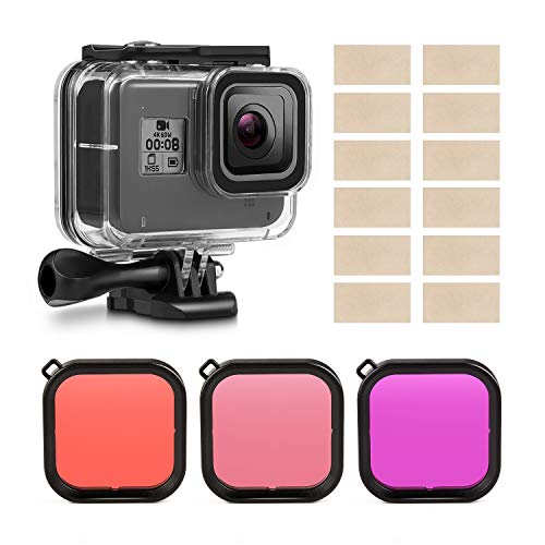 Kupton Housing Case Filter Kit for GoPro Hero 8 Black, Waterproof Case Diving Protective Housing Case + 3 Pack Filter + Anti-Fog Inserts + Bracket Accessories