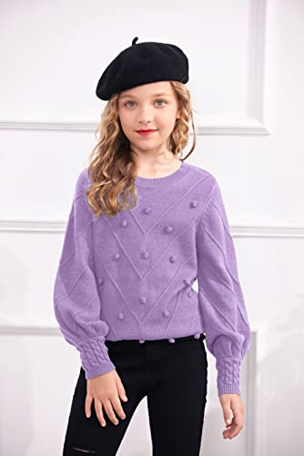 Image of Arshiner Kid Girls Crew Neck Lantern Sleeve Sweater Cute Jumper Top Pullover Outwear 5-13 Years
