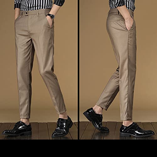 XYGJZ Mens Front Flat Dress Pants Solid Color Slim Fit Casual Suit Pants RY033