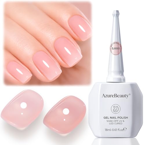 Image of AZUREBEAUTY 18ML Nude Pink Gel Nail Polish | Sheer Translucent Natural Jelly Color Soak Off UV /LED Nail Lamp French Nail Art Gifts for Women
