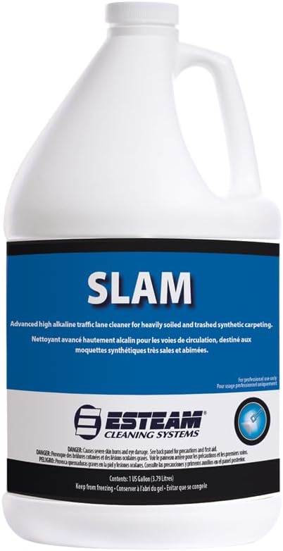 ESTEAM Slam Traffic Lane Cleaner, Concentrated Advanced High Alkaline Traffic Lane Cleaner for Heavily Soiled and Trashed Synthetic and Polyester Carpeting, Carpet Cleaning Pre-Spray, 1 Gallon