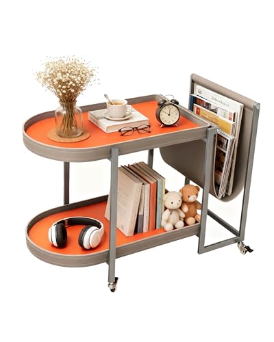 Cre Cra Moderne Beistelltisch mit Lederplatte und Metallrahmen - Perfekt für Wohnzimmer und Büro