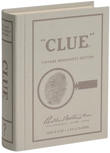 WS Game Company Clue Vintage Bookshelf Edition Board Game Linen Fabric Book Box, Die-Cast Weapons & Wood Movers, 1949 Retro Design, Clue Board Games for Kids, Adults & Family, Ages 8+