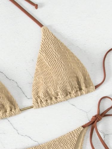 COZYEASE Women's 2 Piece Bikini Sets Smocked Halter Triangle Top Tie Side Bottom Swimsuit Bathing Suit Beachwear4