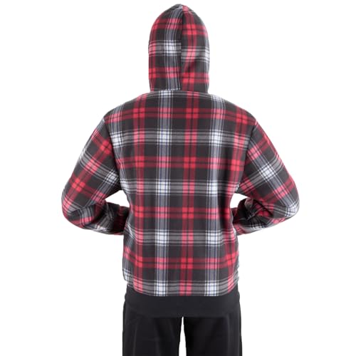 Image of TanBridge Plaid Flannel Hoodie Sherpa Fleece Lined Shirt Jacket Cotton Hoodies Zip Up Winter Warm Coat