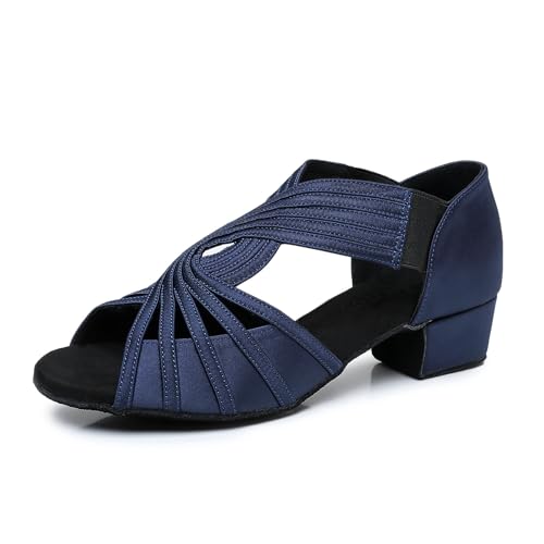 Image of Low Heel Women Ballroom Dance Shoes Salsa Batchata Social Beginner Practice Wedding Dancing 1.5in Heels YT04