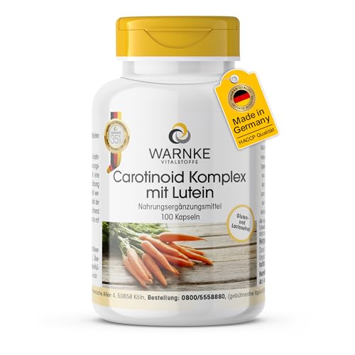 Carotinoid Komplex - 100 Kapseln - Lutein + Zeaxanthin + Beta-Carotin + Lycopin | Warnke Vitalstoffe - Deutsche Apothekenqualität