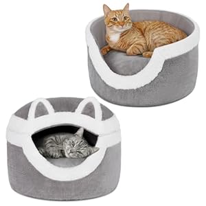 Ownpets Multifunctional Detachable Cat Bed, 3-in-1 Design, Year-Round Comfort, Soft Rabbit Velvet Cat House for Cats Under 17 lbs
