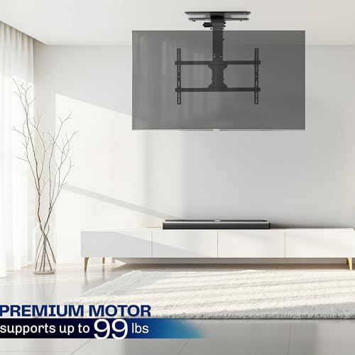 VIVO Electric Flip Down and Swivel Ceiling TV Mount for 37 to 70 inch Screens, Large Motorized Flat Ceiling VESA Mount, Holds up to 99 lbs, App and Voice Control, Black, MOUNT-E-FD75C-S