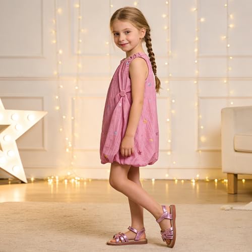 Image of Flaryzone Girls Sandals Open Toe Summer Flats Dress Sandals Shoes Toddler /Little Kid