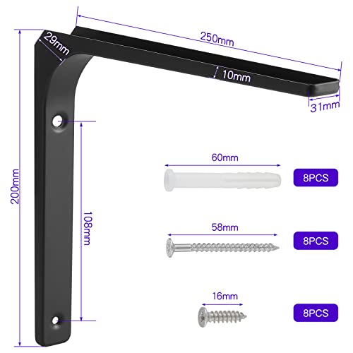 Faankiton 4 Pieces Shelf Brackets, Load Capacity 70kg, Wall Corner Brace Angle Shelving Shelf Brackets with Screws - Image 2