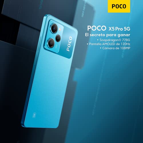 Xiaomi POCO X5 Pro 5G Smartphone 6GB+128GB, 6.67inch AMOLED 120Hz Display Cellphone 108MP Rear Cameras Android Sensors Fingerprint Dual SIM (Blue).