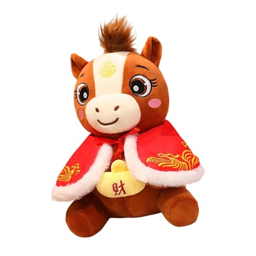Jouet cheval de dessin animé : peluche mascotte du Nouvel An chinois 2026