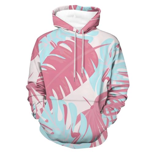 Sweats à capuche feuilles roses pour homme et femme pull uni manche longue S