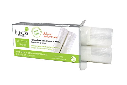 Luxos Packaging Rollo envasado vacío gofrado doméstico, 20 x 600 cm, 2 rollos