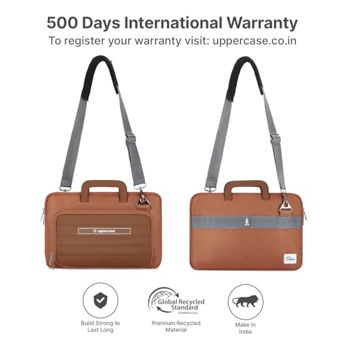 Image of uppercase Node Laptop Sleeve, Multi-Textured Quilted Design, Quick Access Pocket, Trolley Sleeve, Slide-in Handle & Detachable Shoulder Strap, Ideal for Men & Women | Office & Travel