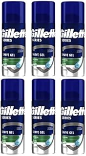 6X Gillette Series Sensitive Mens Shaving Gel Aloe Vera 75ml Travel Size