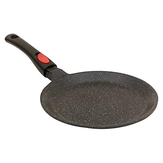 Kamberg Sartén para crepes 24 cm, mango extraíble, aluminio fundido, revestimiento piedra antiadherente, todos los incendios, incluida la inducción, sin PFOA