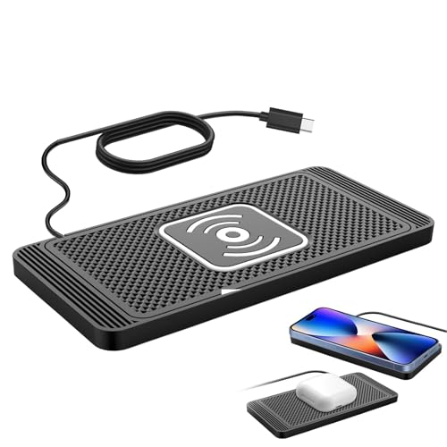 15W Support de Charge sans Fil Voiture avec Surface Anti-Dérapante Compatible iPhone et Samsung pour iPhone 16 15 14 13 12 11 X Samsung S22/S21