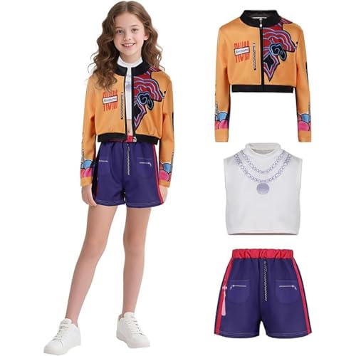 Wizvox Disfraces De Cosplay De Halloween Conjunto De Ropa Para NiñAs Con Top Y Falda Para Bailar, Ropa De Halloween A Juego,C-150