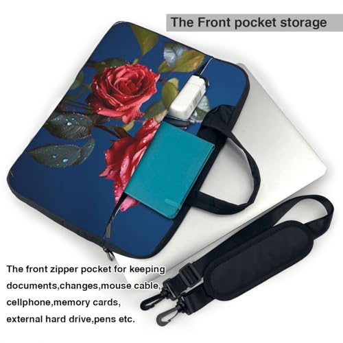 Bolso para laptop con flor roja y azul 14 pulgadas miniatura 5